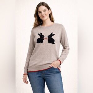 ED Ellen DeGeneres Tan Oatmeal Bunny Love Sweater Cotton Cashmere Large